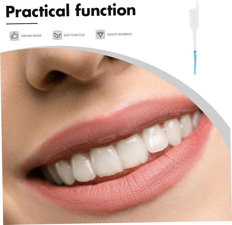 FRCOLOR Blue 300pcs Gentle Silicone Interdental Brushes for Oral Health and Gum Care Travel Essentials - Image 5
